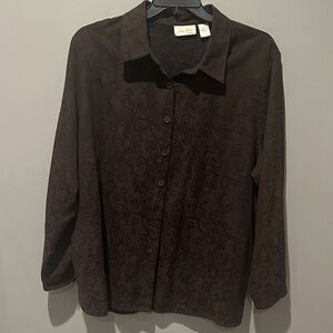 Studio Works Dark Brown Patterned Women's Button Down Shacket
